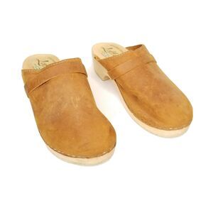 Lotta from Stockholm Clogs Womens Size 11 US 42 EU Nubuck Leather Wood Casual